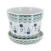 Blue Rose Polish Pottery Sage Floral Medium Flower Pot