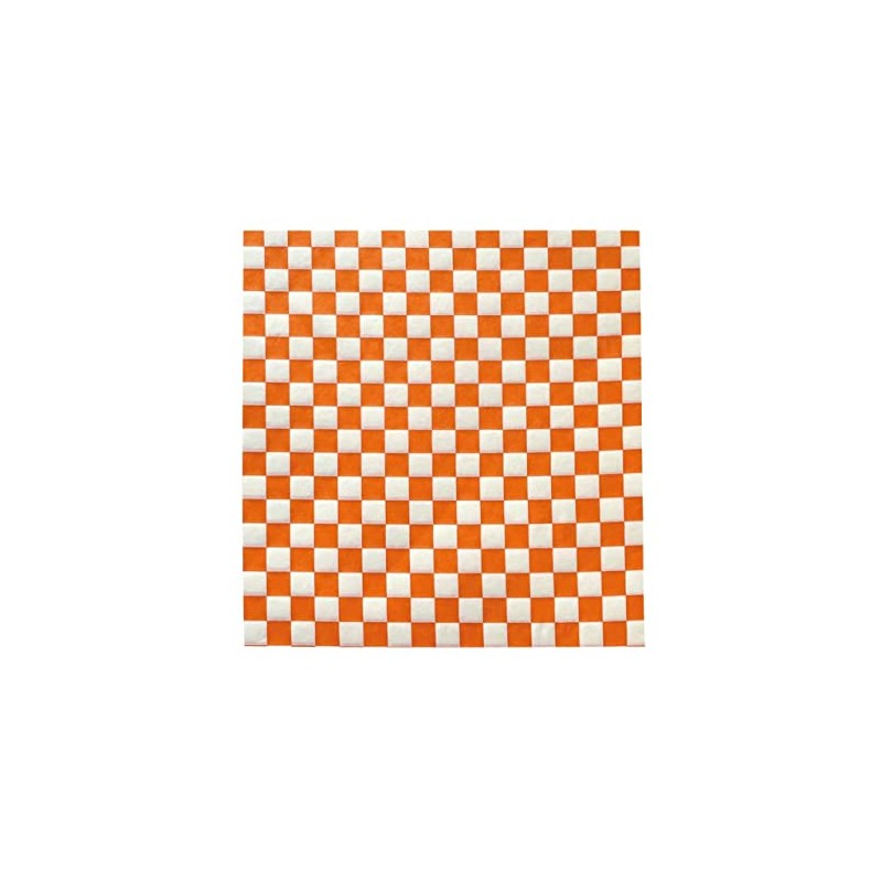 200 Sheets Orange and White Checkered Food Wrapping Paper, Dry