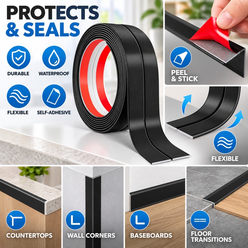 3M Self-Adhesive Wall Corner Protector Strip – Flexible Peel-and-Stick PVC