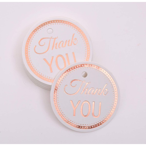 Thank You Tags, Gift Tags, Rose Gold Foil, 30-Pack, Party Hearts Collection (Rose Gold Tags Round Circle 4)