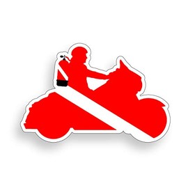 Motorcycle Scuba Diver Down Vinyl Decal Sticker - Sea Life Salt Flag Tank Ocean Rescue Bike