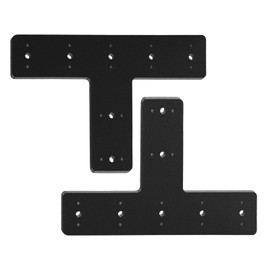 T Post Bracket 2PCS, T Flat Mending Plate for Wood 4x4,6x6 Lumber, Black Powder Coated Heavy Duty T Beam Bracket, T Shape Post to Beam Connectors