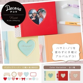 Marks DCP-AL10-PK Deco Wrap Album, Heart Photo Album, Stick-on Type, Handmade, Self-Adhesive, Writable Free Mount, Stylish, Cute, Decorative Wrap, Pink