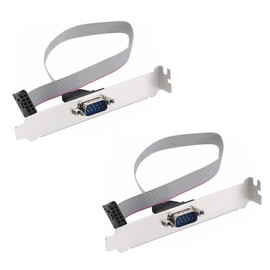 Poyiccot DB9 to 10-Pin IDC Serial Cable 2-Pack, RS232 Serial D-Sub DB9 9Pin Male to 10Pin IDC Female Motherboard Header Connector Adapter Flat Ribbon Cable with 12cm Bracket,11inch