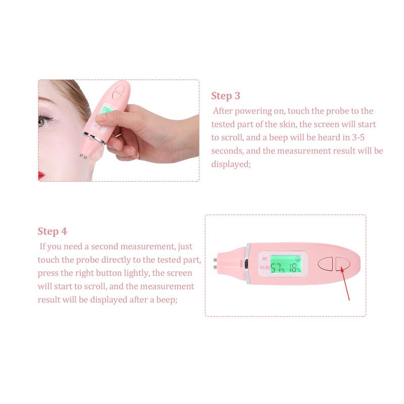 Multifunctional Skin Moisture Tester LCD Display Facial Skin Water Oil