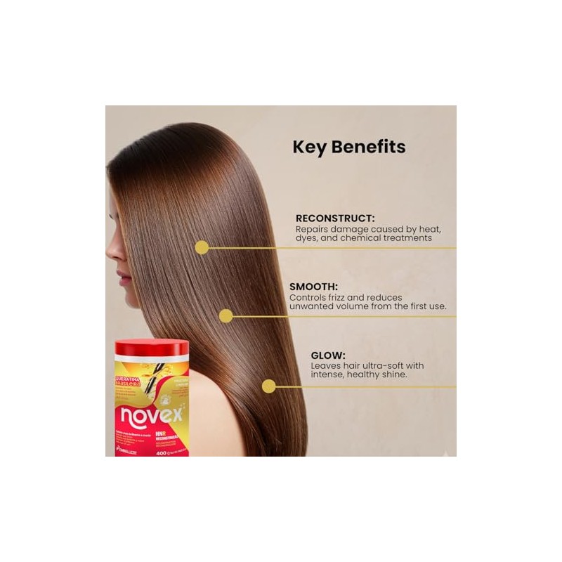 NOVEX Brazilian Keratin Hair Mask, 14 Oz - Reconstructive Keratin,