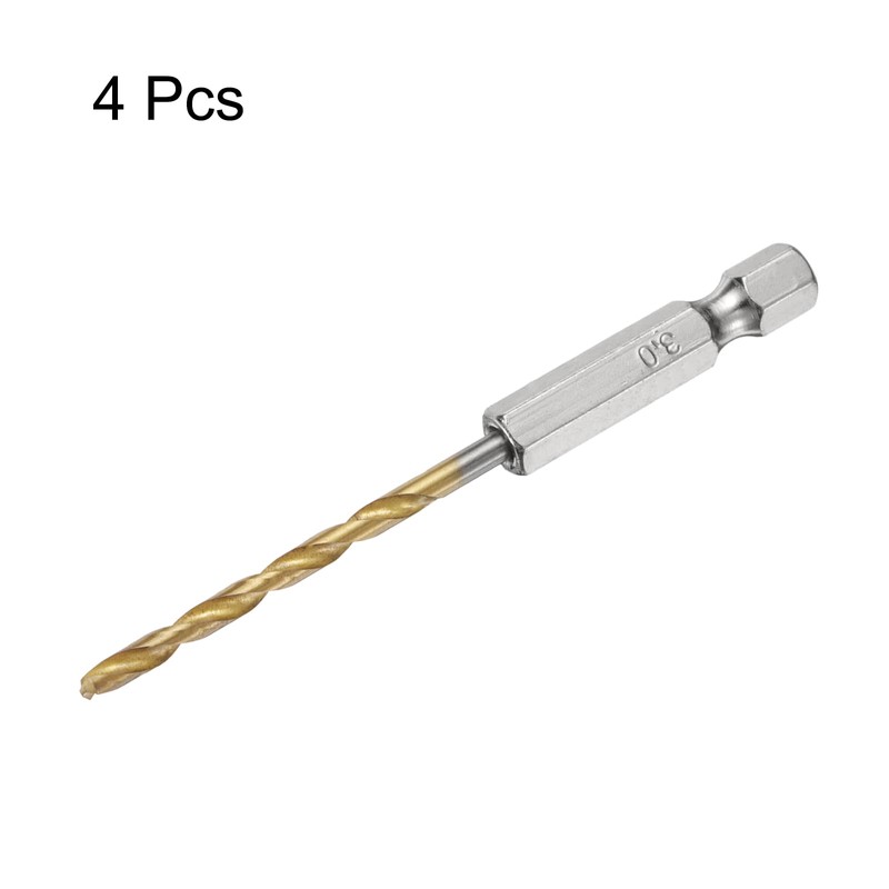 sourcing map 4pcs 1/4" Hex Shank Twist Drill Bits 3mm