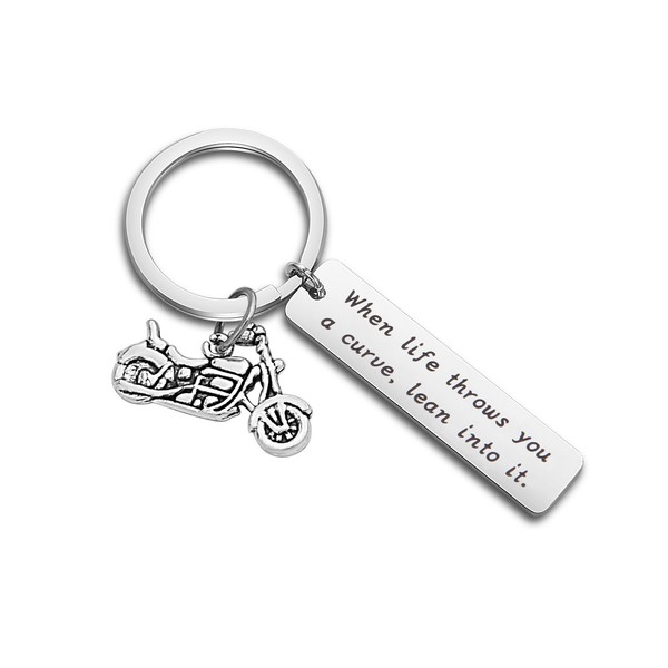 WUSUANED Motorcycle Keychain When Life Throws You A Curve Lean