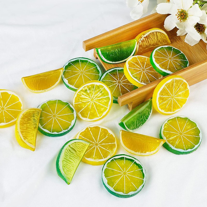 12Pcs Fake Lemon Slices Artificial - Fruit Party Decorations Fake