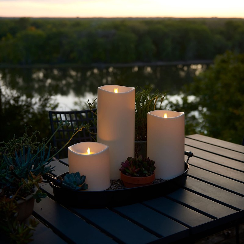 Luminara Outdoor Flameless LED Ivory Candle Melted Edge 3.75" x