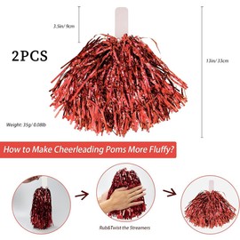BZKSER Cheerleader Pompoms - 2 Pieces Metal Foil Cheerleading Pompoms, Cheerleader Pompoms with Handles Cheer Poms for Ball Games Dances Carnival Parties, Hot Girl