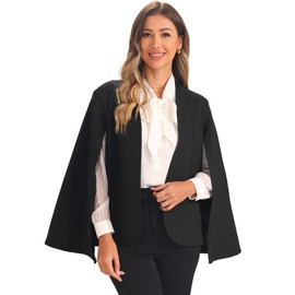 Allegra K Cape Sleeve Blazer for Women's Business Work Open Front Casual Jacket Coat Large Black