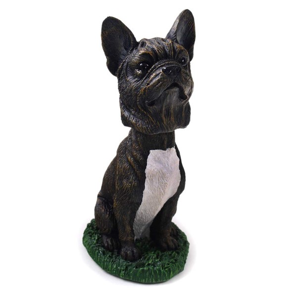 Animal Den French Bulldog Black and White Dog Bobblehead Figure for Car Dash Desk Fun Accessory