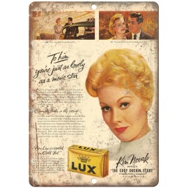 Lux Soap Cleanser Kim Novak Vintage Ad 12" x 9" Reproduction Metal Sign ZF12