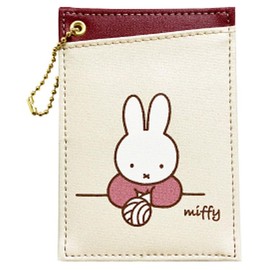 Miffy BN2121BE Women's Double-Sided Pass Case with Wool Pattern, beige