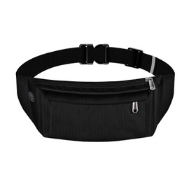 Jowanly Waist Pouch, Small, Shoulder Bag, Smartphone Storage Pouch, Lightweight, Waterproof, Slim, 4 Pockets, Everyday Use, Black