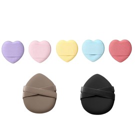 Finger Powder Puff Set of 12 Love Heart Shape Mini Powder Puff 10 Pieces Different Color 2pcs Large Powder Puff Multi-function Wet & Dry Portable Soft Absorbent Makeup Tool for Face
