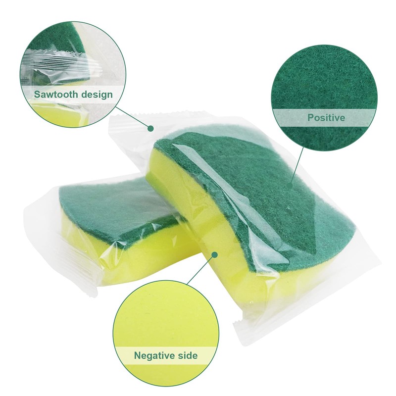 Sponge Individually Wrapped，24 PCS Dishwashing Sponge Scouring Pad Kitchen Dishcloth