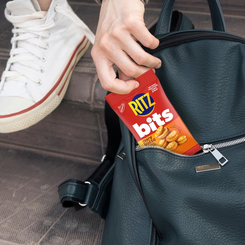 RITZ Bits Spicy Queso Cheese Sandwich Crackers, Snacks for Kids