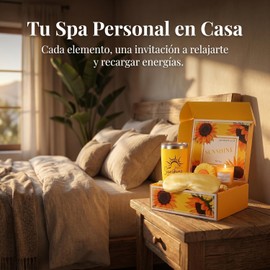 Caja de Regalo Spa de Girasol para Mujer, Kit de Relajación con Vaso Térmico 20oz, Vela de Manzanilla, Antifaz y Calcetines, Regalos de Cumpleaños, Día de la Madre y San Valentín para Novia, Esposa o Mamá
