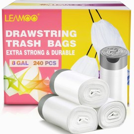 LEAMOO 8 Gallon Drawstring Trash Bags