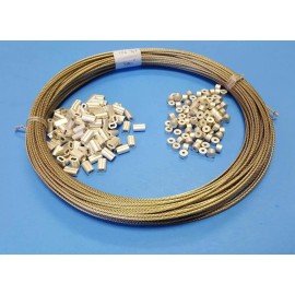 Unbranded/Generic T316 Stainless Steel Wire Rope Cable 1/16" 7x7 with Sleeves & Stops