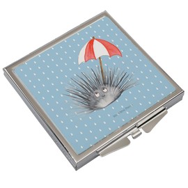 Mr. & Mrs. Panda Handtaschenspiegel quadratisch Seeigel - Geschenk, Lebe, Meerestiere, Urlaub, Meer, silber, Selbstakzeptanz, schminken, Hier und