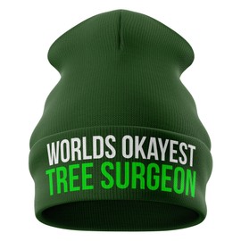 Purple Print House Worlds Okayest Tree Surgeon Hat - Beanie Hat - Workwear Gifts for Him - Winter Beanie Hat with a Tree Surgeon Joke Embroidered On The Front, One Size, Bottle