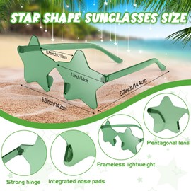 NACHLYNN Rimless Star Shaped Sunglasses Pentagram Glasses Transparent Sunglasses Valentine Day Party Favor (12, Green)