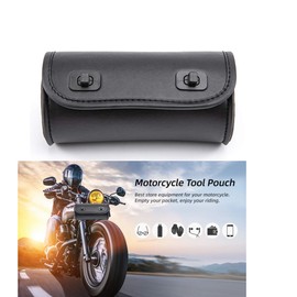 Motorcycle Fork Bag PU Leather Bicycle Handlebar Tool Bag Sissy Bar Roll Storage Bag - Small (Color A)