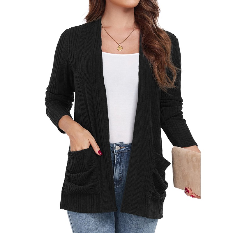 GRECERELLE Womens Cardigans Lightweight Casual Rib Classic Cardigans for Ladies
