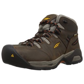 KEEN Utility Men's Detroit XT Mid Soft Toe Waterproof Work Boot, Black Olive/Leather Brown, 7.5 Wide US