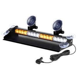 WOWTOU Aluminum Housing Amber White LED Emergency Strobe Dash Light bar for Trucks Construction Vehicles Security Cars, 29 Flash Patterns Front Windshield Rear Window Safety Warning Lightbar