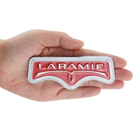 EmbRoom Laramie Emblem, 3D LARAMIE Badge Nameplate Tailgate Sticker Decal Replacement for Ram 1500 2500 3500 (Chrome Red)