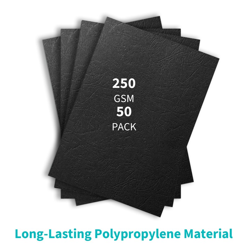 Binditek 50 Pack A4 Leather Grain Binding Covers, 250 GSM，Presentation
