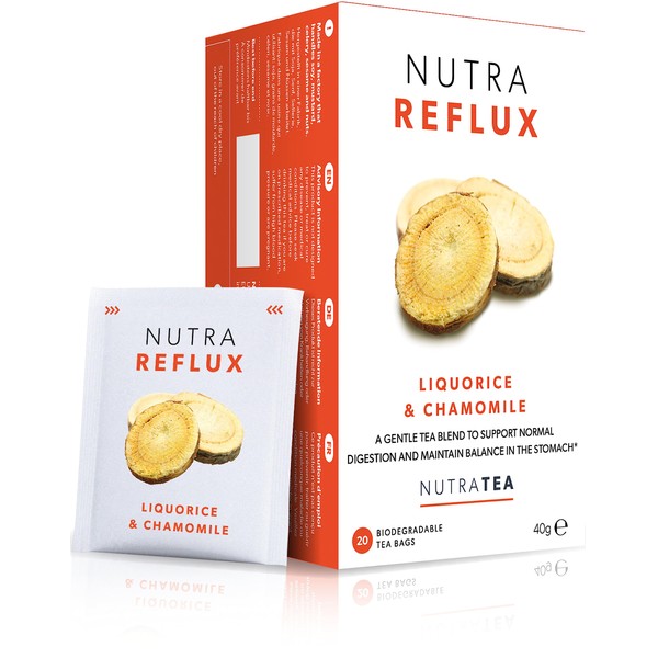 NUTRAREFLUX Acid Reflux Tea | Digest Tea - Promotes Digestion in the Stomach - Contains Slippery Elm, Fennel & Peppermint - 20 Tea Bags - Nutra Tea Herbal Tea