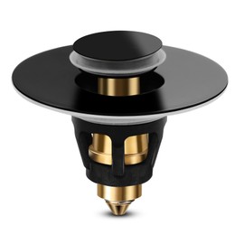 Drifop Universal Bathroom Sink Stopper, Basin Pop-up Bathroom Sink Drain Strainer, Bathroom Drain Stopper with Stainless Steel Hair Catcher for 1.1-1.5 Inch Drain(1 PCS, Black)