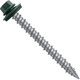 Metal ROOFING SCREWS: (250) 10 x 2" Forest/Ivy Green Hex Head Sheet Metal Roof Screw. Self starting metal to wood siding screws. EPDM washer. Colored head