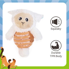 Rosewood Easter Sheep Dog Toy with TPR Ball - Plush Toy for Dogs & Puppies with Durable Rubber Belly and Hidden Squeaker, Easter Toy for Small, Medium, Large Dogs, Squeaky Dog Toy for Cuddles and Play