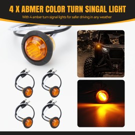 LKV UTV Turn Signal Kit with 105D Horn - Plug and Play, ATV Street Legal with Toggle Switch, Amber LED Blinker Kit Compatible with Polaris, Can-Am, Kawasaki, CFMOTO, Arctic Cat,Golf Cart