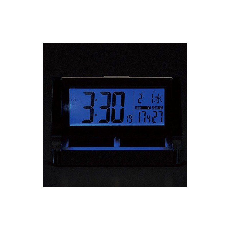 Citizen 8RZ128-019 Rhythm Alarm Clock, Radio Clock, Digital, Solar, Auxiliary