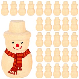 30PCS Wooden Peg Dolls, Unfinished Natural Wooden Snowman Wooden Peg People Shape Figures Wooden Pegs People Shape Doll for Painted or Craft