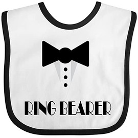 inktastic Ringbearer Mock Tux Wedding Tuxedo Baby Bib White and Black 223eb