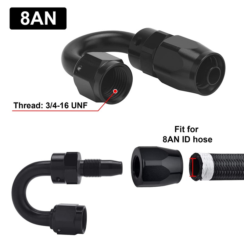 EVIL ENERGY 8AN Hose End Fitting 180 Degree Swivel for