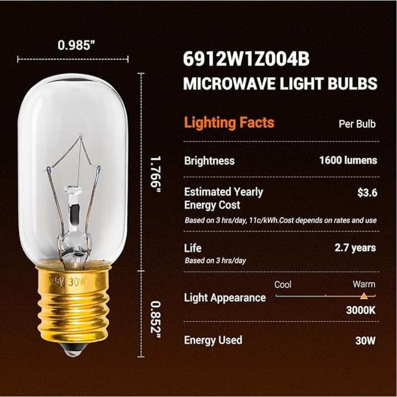 Belleone Light Bulb Fits for LG Microwave Oven - Compatible