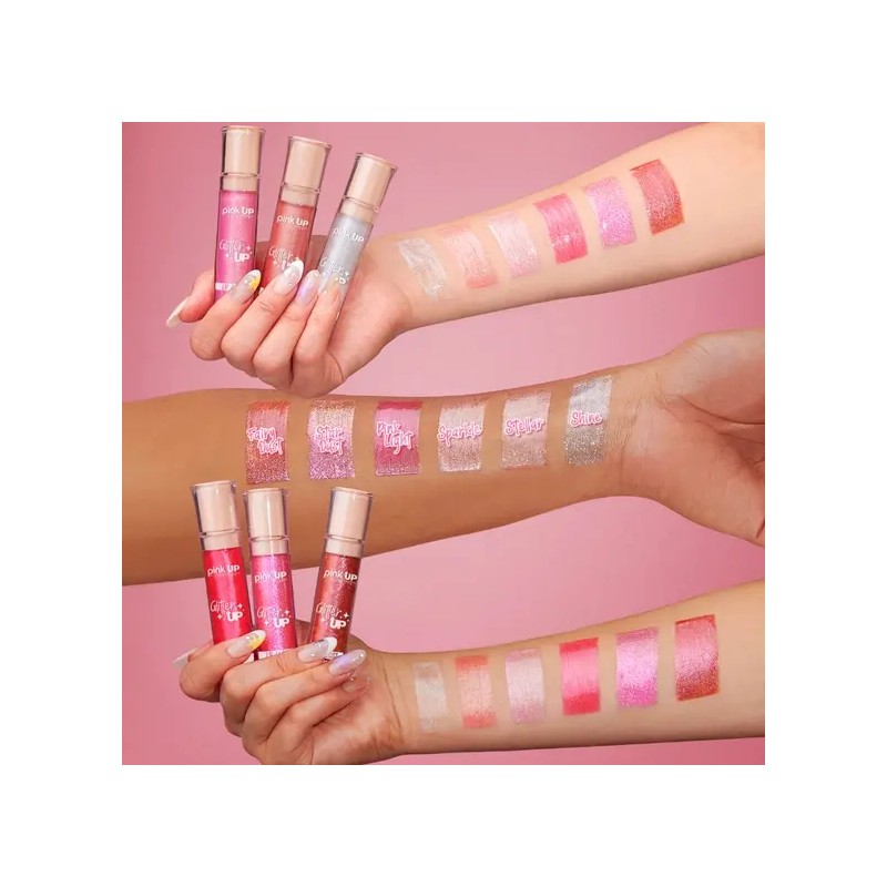 Lip Gloss Pink Up Glitter Up Brillo Hidratante Kit 6pzs