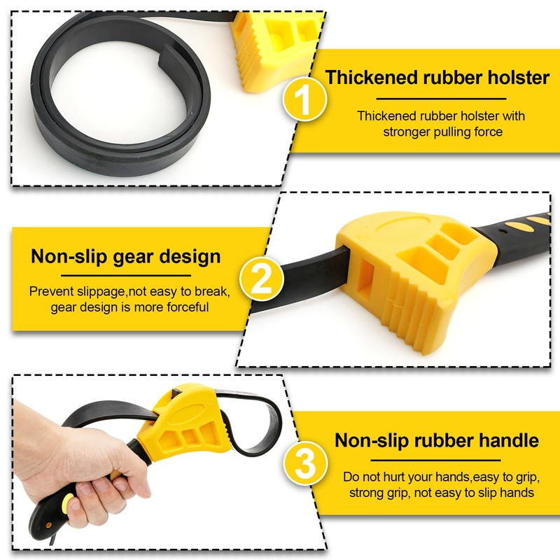 Strap Wrench Set, 2Pcs Adjustable Rubber Strap Wrench, Oil Filter