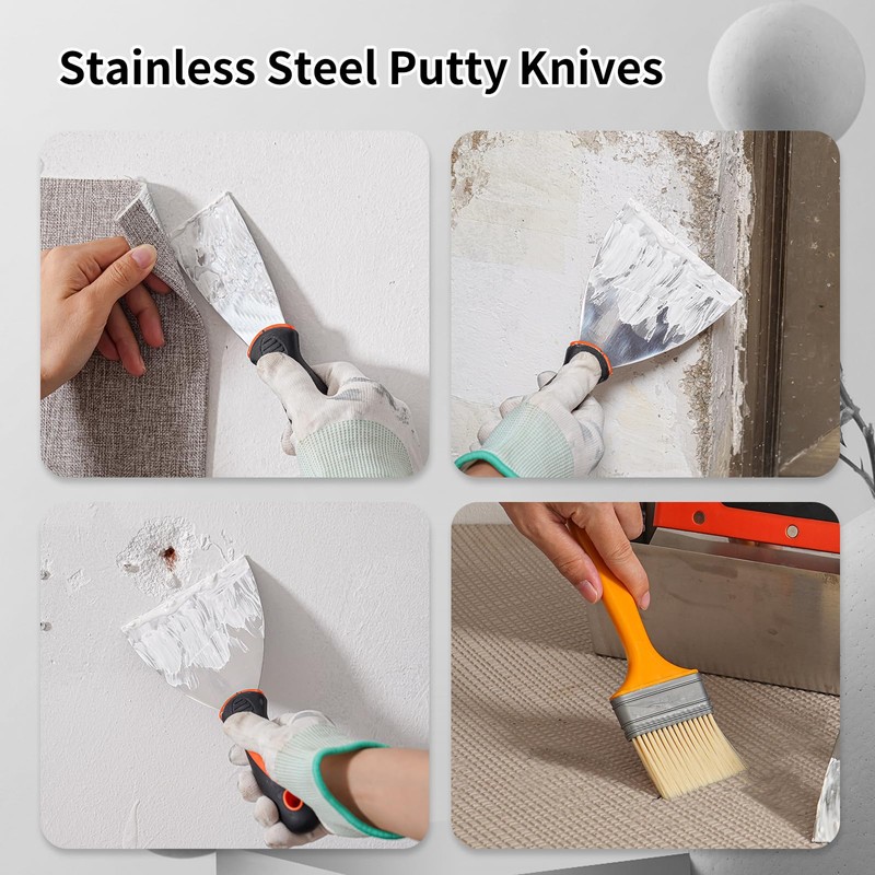 Drywall Knife Set, 14Pcs Stainless Steel Putty Tools Includes Putty
