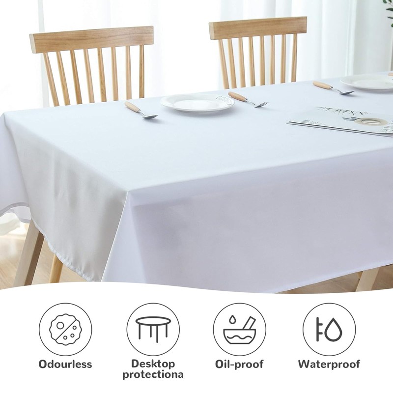 Zkaoai Tablecloth White, Pack of 4 Rectangular White Tablecloths, Waterproof