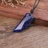 COAI Wolf Tooth Leather Cord Sodalite Blue Stone Necklace